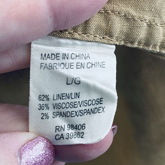 THEORY Shirt Womens Size Large button down linen utility military equestrian - Picture 2 of 4